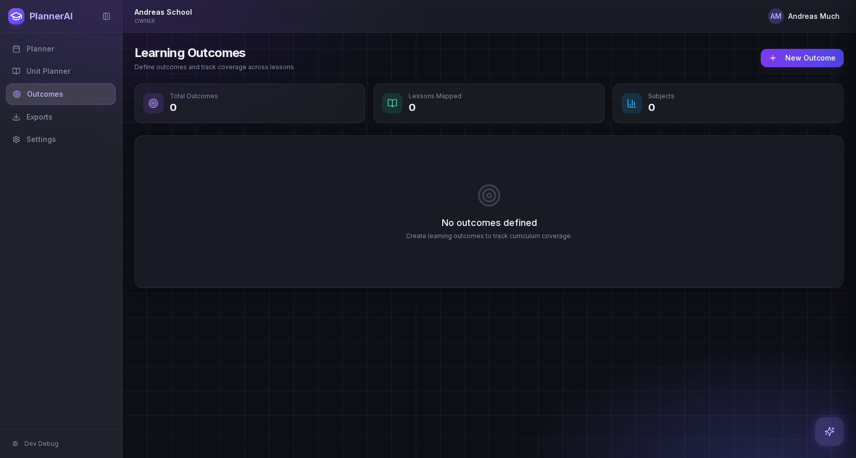 Curriculum outcome tracking with hierarchical standards